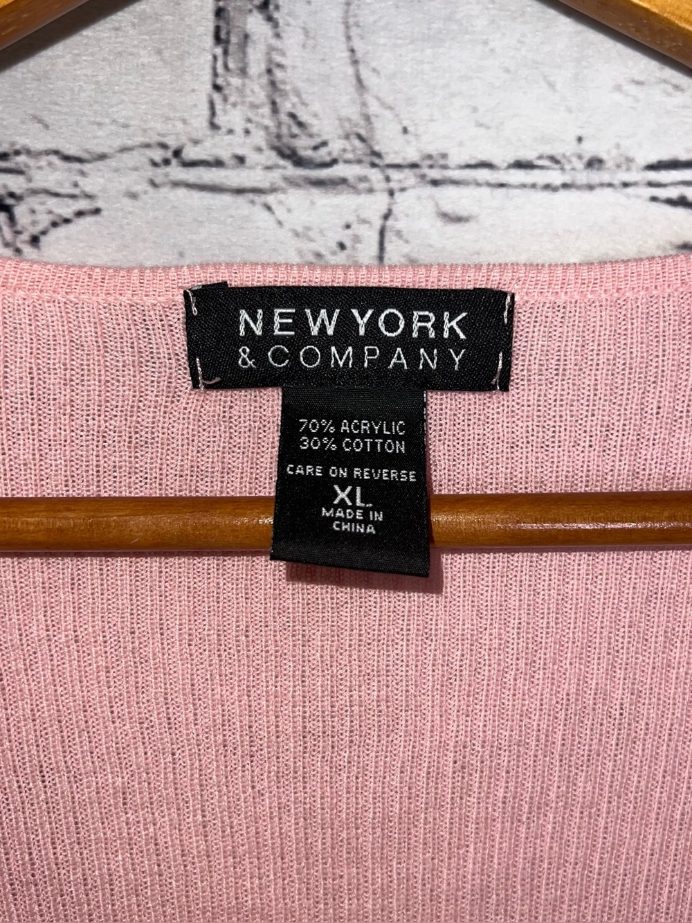 New York & Co. Pink Ribbed Lightweight Cardigan Sweater Flared Sleeves Coquette - Picture 5 of 5